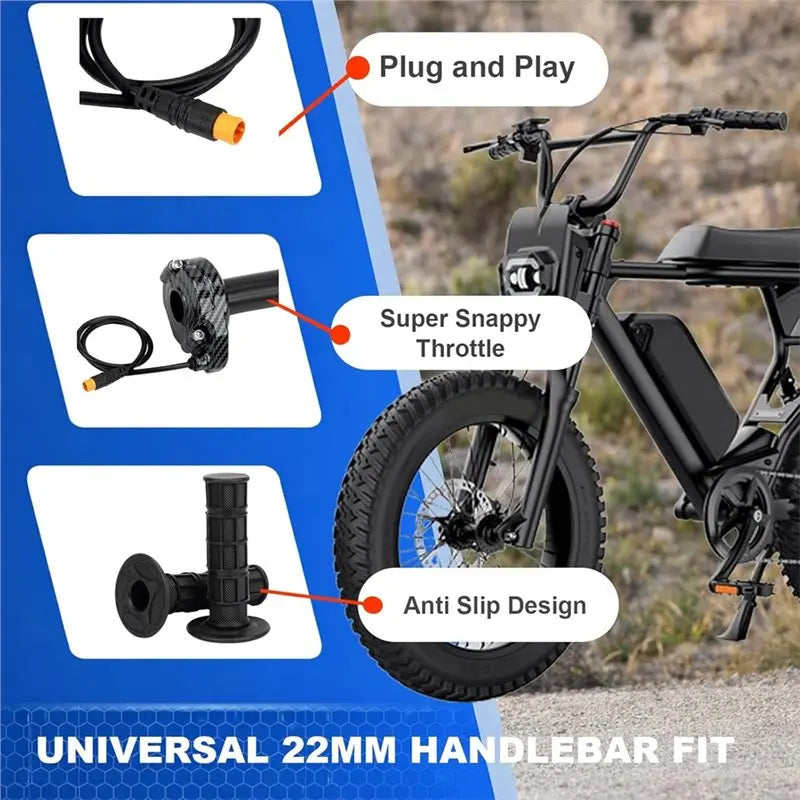 Full Twist Throttle For Ebikes- For Macfox, 3-Pin Surron Style Grip Kit 12V-72V