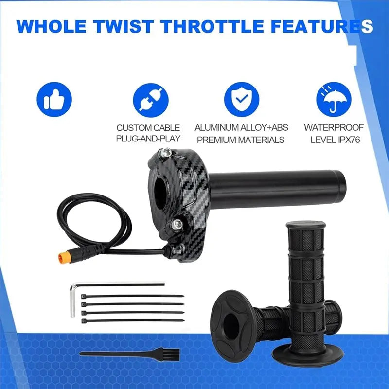Full Twist Throttle For Ebikes- For Macfox, 3-Pin Surron Style Grip Kit 12V-72V