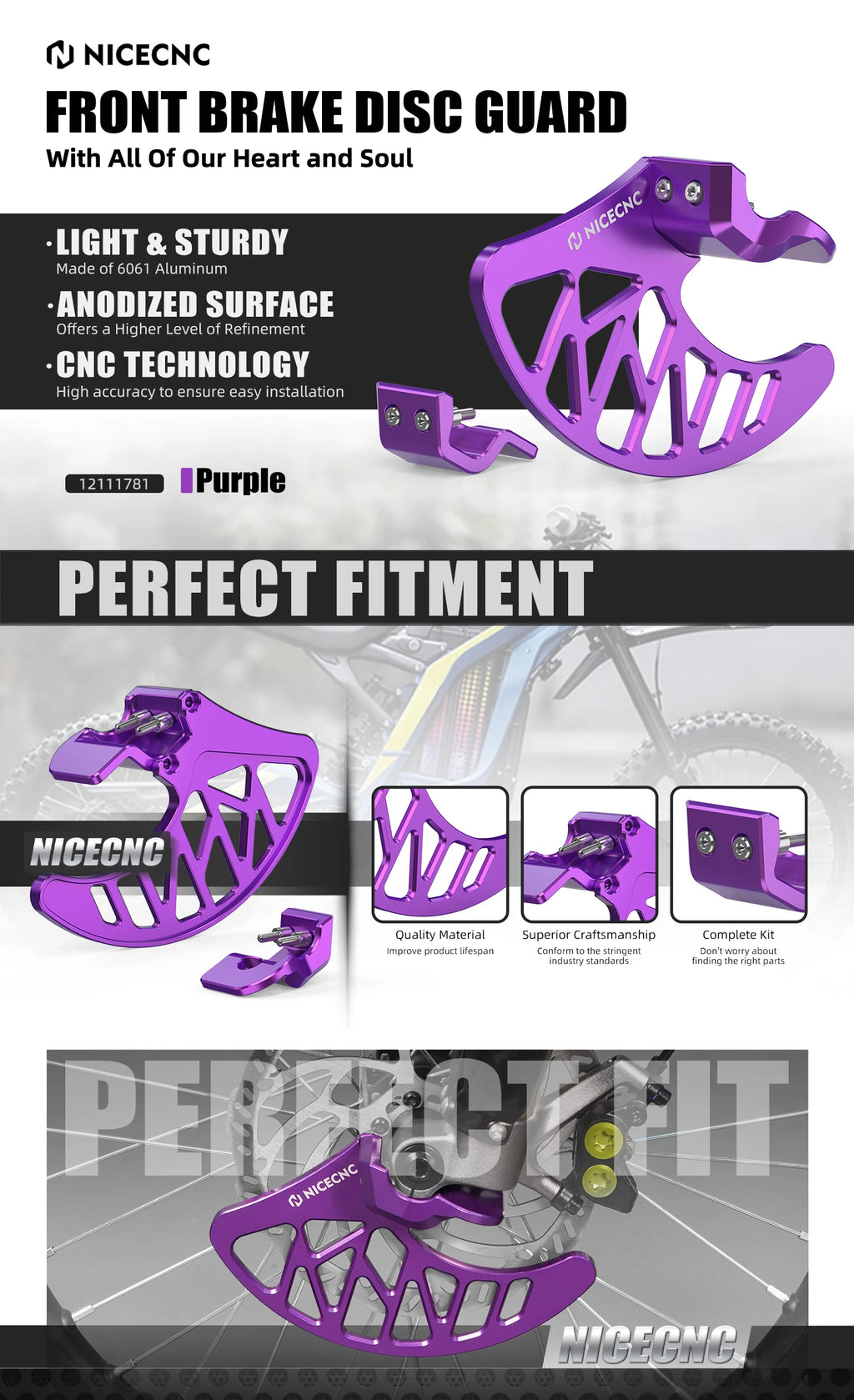 NICECNC For Surron Light Bee X S L1E Electric Dirt Bike Front Brake Disc Guard Front Fork Leg Guard Kit For Segway X160 X260