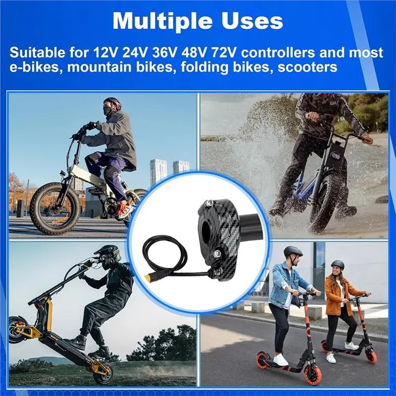 Full Twist Throttle For Ebikes- For Macfox, 3-Pin Surron Style Grip Kit 12V-72V